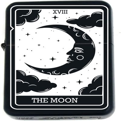 Custom Tarot Card - 24 Major Arcana Cards Available Laser Engraved Unique Collectible s Infinity Black Matt Windproof Lighters! (The-Moon) - Christmas, Halloween & Valentines Day Gift