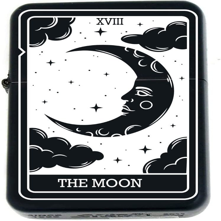 Custom Tarot Card - 24 Major Arcana Cards Available Laser Engraved Unique Collectible s Infinity Black Matt Windproof Lighters! (The-Moon) - Christmas, Halloween & Valentines Day Gift