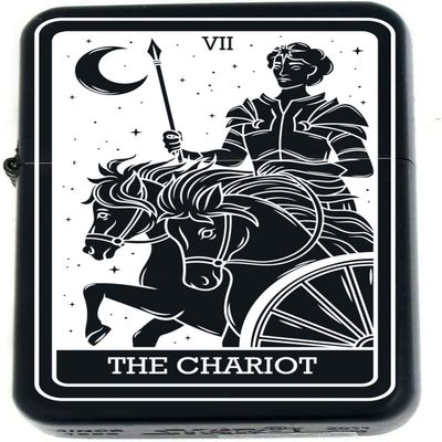Custom Tarot Card - 24 Major Arcana Cards Available Laser Engraved Unique Collectible s Infinity Black Matt Windproof Lighters! (The-Chariot) - Christmas, Halloween & Valentines Day Gift