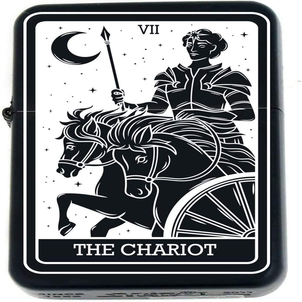 Custom Tarot Card - 24 Major Arcana Cards Available Laser Engraved Unique Collectible s Infinity Black Matt Windproof Lighters! (The-Chariot) - Christmas, Halloween & Valentines Day Gift