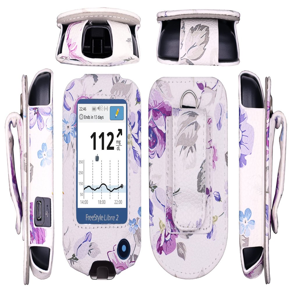 Designed Fitted Leather Case W/Screen Protector (Lanyard Included) for Freestyle Libre 3,Freestyle Libre 2,Freestyle Libre 14 Day (WFL/2)