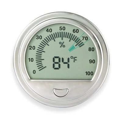 Digital Thermometer Hygrometer Humidity Temperature Meter for Cigar Round Shape M4YD (Color : Silver)