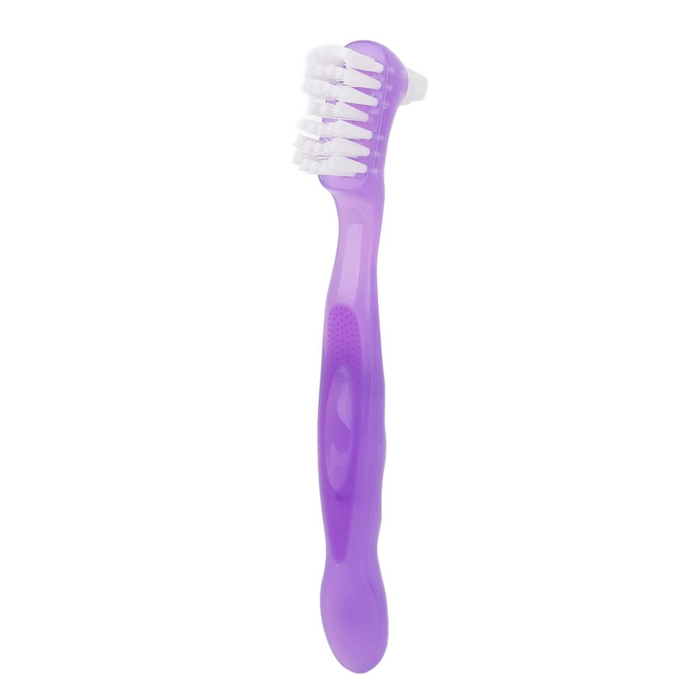Denture Toothbrush False Toothbrush Soft Hair Safe Double Sided for Home Travel (Purple)