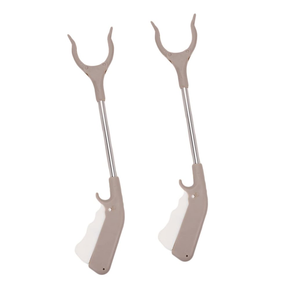 Angoily 2pcs Reaching Wheelchair Tongs Gardening Heavy Handle Clip Reacher Fire Use Oven Foldable Steel Cleaning Home Grabber Extension Coal Garbage Metal Assist Rubbish Arm