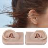 1 Pair Soft Silicone Ear Model Flexible Simulated Human Skin Piercing Practice Salon Reusable Versatile Ear Model (Dark Skin Color) view 4