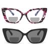 2pcs Womens Bifocal Reading Glasses Transition Photochromic Reading Sunglasses Computer Presbyopia Anti Glare (2pcs-flower&black, 0, multiplier_x) view 1