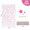 COQOFA 100 Pcs Pink Star 5"X11" Gift Wrap Cello Cellophane Treat Bags Clear Candy Cookie Goodie Storage Bags with Twist Ties for Baby Shower, Gender Reveal, Birthday, Wedding, Party Decorations (Pink) view 2
