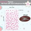 COQOFA 100 Pcs Star Printed Sealable Gift Wrap Cello Cellophane Bags Self sealing Adhensive Treat Bags Party Favor bags (4x6inch, Pink) view 2