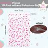 COQOFA 100 Pcs Star Printed Sealable Gift Wrap Cello Cellophane Bags Self sealing Adhensive Treat Bags Party Favor bags (7x10inch, Pink) view 2