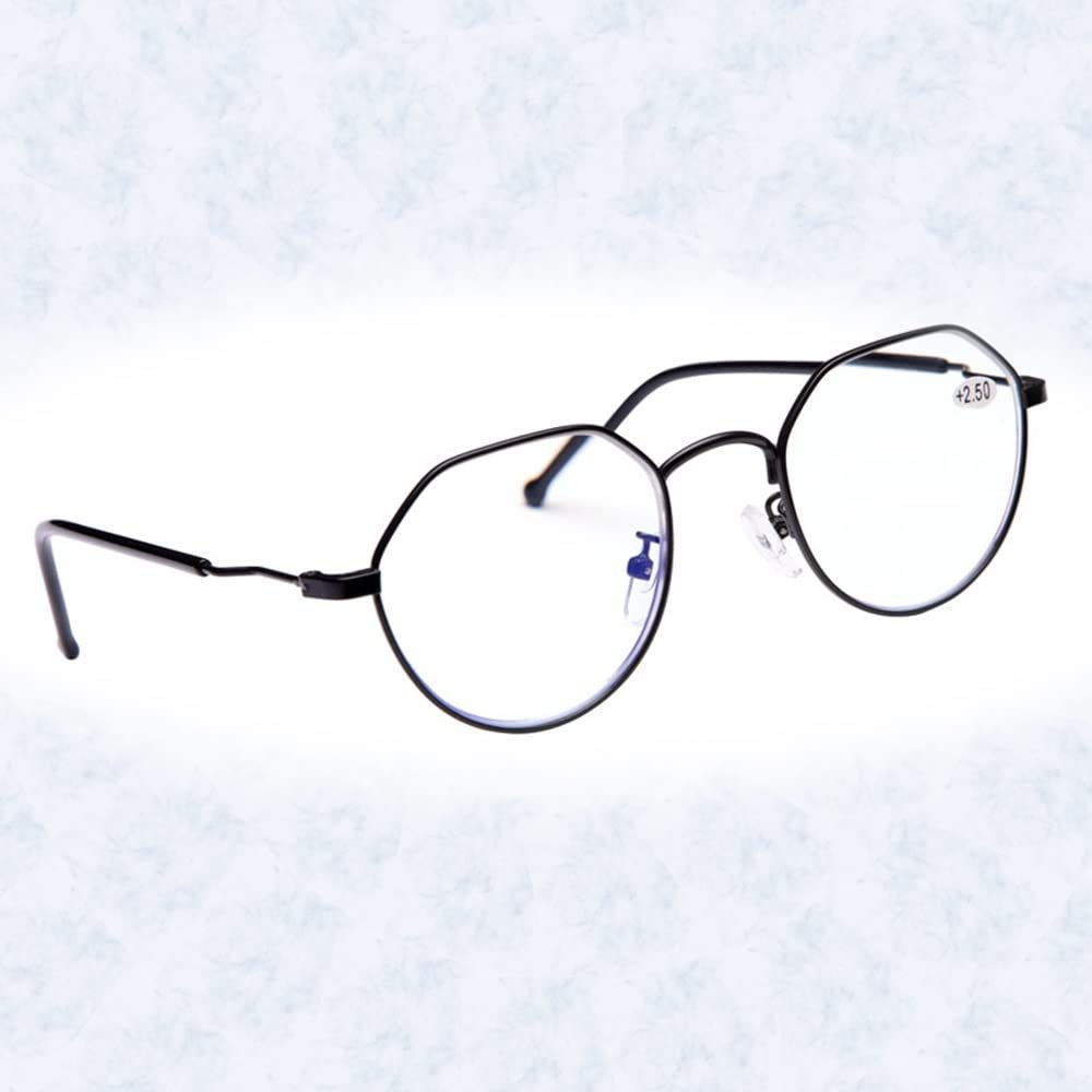 FREAZE Intelligent Multifocus Reading Glasses Progressive Lens Eyeglasses Metal Frame Readers (Black/Gold/Grey) 1.0-3.5 Unisex (Color : Black, Size : +3.5)