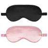 2Pack Silk Sleep Mask,IEKEODI Eye Mask for Sleeping,Elastic Blackout Eye Mask & Blindfold for Full Night's Sleep,Travel and Nap(Black+Pink) view 1