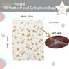 COQOFA 100 Pcs Star Printed Sealable Gift Wrap Cello Cellophane Bags Self sealing Adhensive Treat Bags Party Favor bags (4x6inch, Gold) view 2