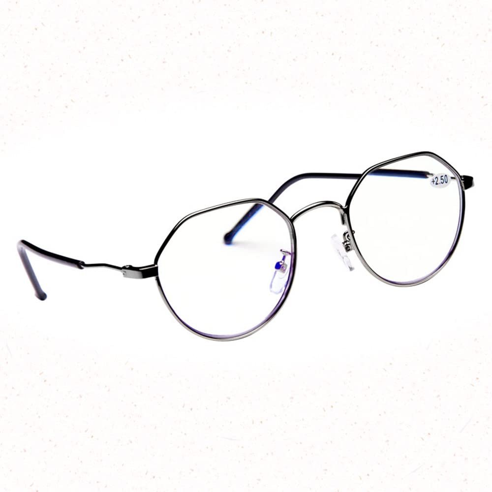 FREAZE Intelligent Multifocus Reading Glasses Progressive Lens Eyeglasses Metal Frame Readers (Black/Gold/Grey) 1.0-3.5 Unisex (Color : G, Size : +1.0)