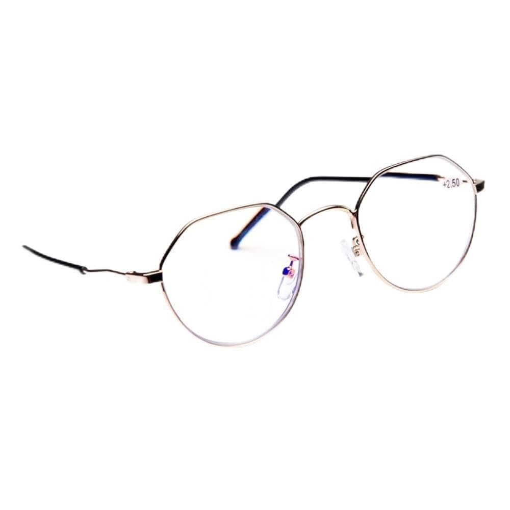 FREAZE Intelligent Multifocus Reading Glasses Progressive Lens Eyeglasses Metal Frame Readers (Black/Gold/Grey) 1.0-3.5 Unisex (Color : Gold, Size : +3.0)