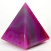 2.6" 280g Dyed Magenta Banded Agate Pyramid Polished Natural Layered Chalcedony Gemstone Crystal Mineral Dcor Specimen - India + One Clear Quartz Pebble view 3