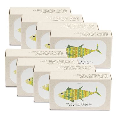 Canned Tuna Fillets in Olive Oil by Jose Gourmet, Wild Caught Portuguese Tuna, Canned Fish in Olive Oil, Omega 3, Fair Trade, 125g Can, Pack of 8