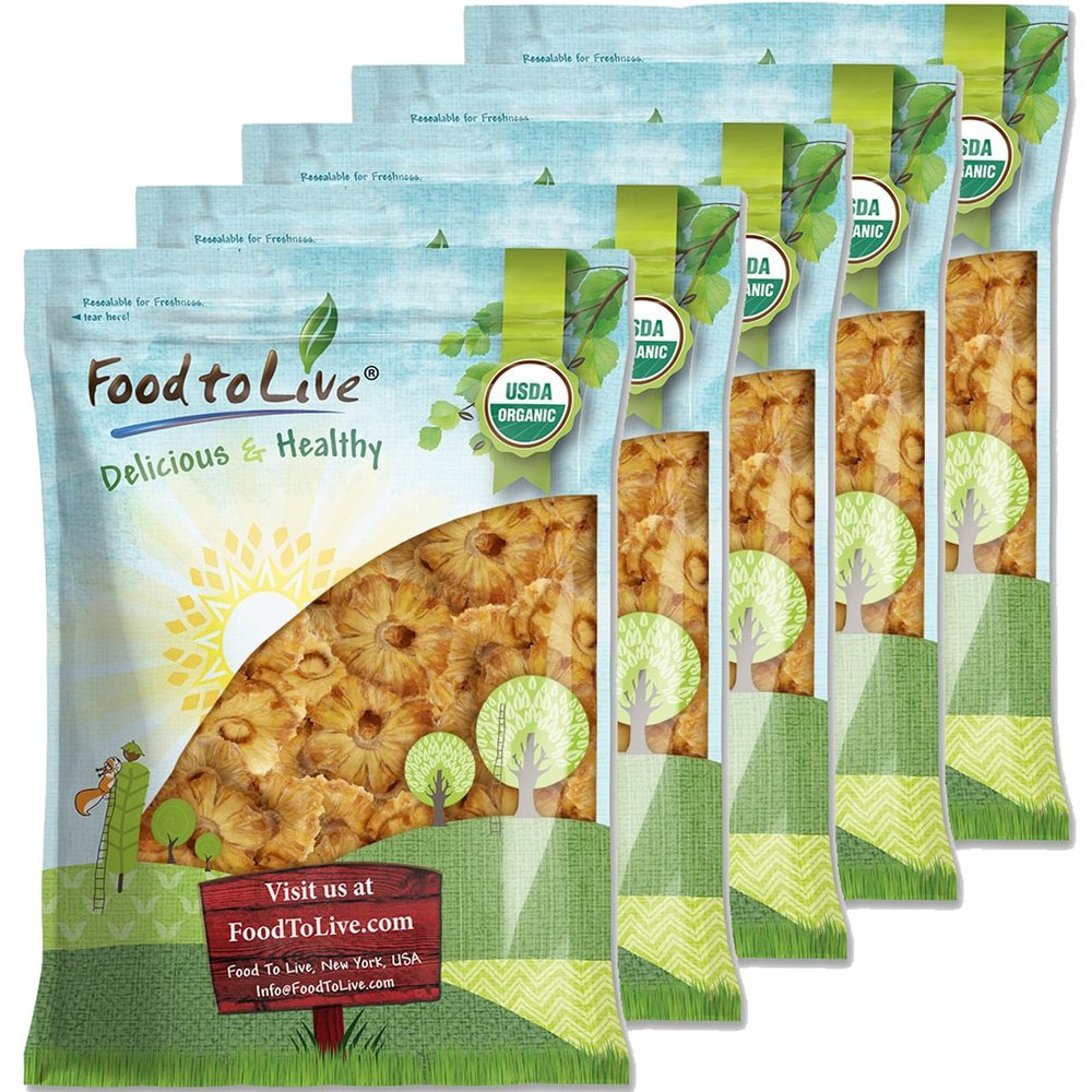 Food to Live Organic Dried Pineapple Rings, 25 Pounds Non-GMO, Flavorful Chewy Fruit Snack, Vegan, Unsulfured, No Sugar Added, Bulk, Great Addition to Desserts, Cakes, and Pies