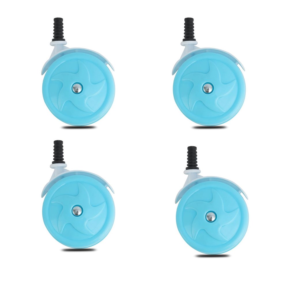 WYI Baby Walker Big Wheels Replacement, Set of 4, Baby Walker Accessories, Plastic Wheels Casters (10mm, Blue)
