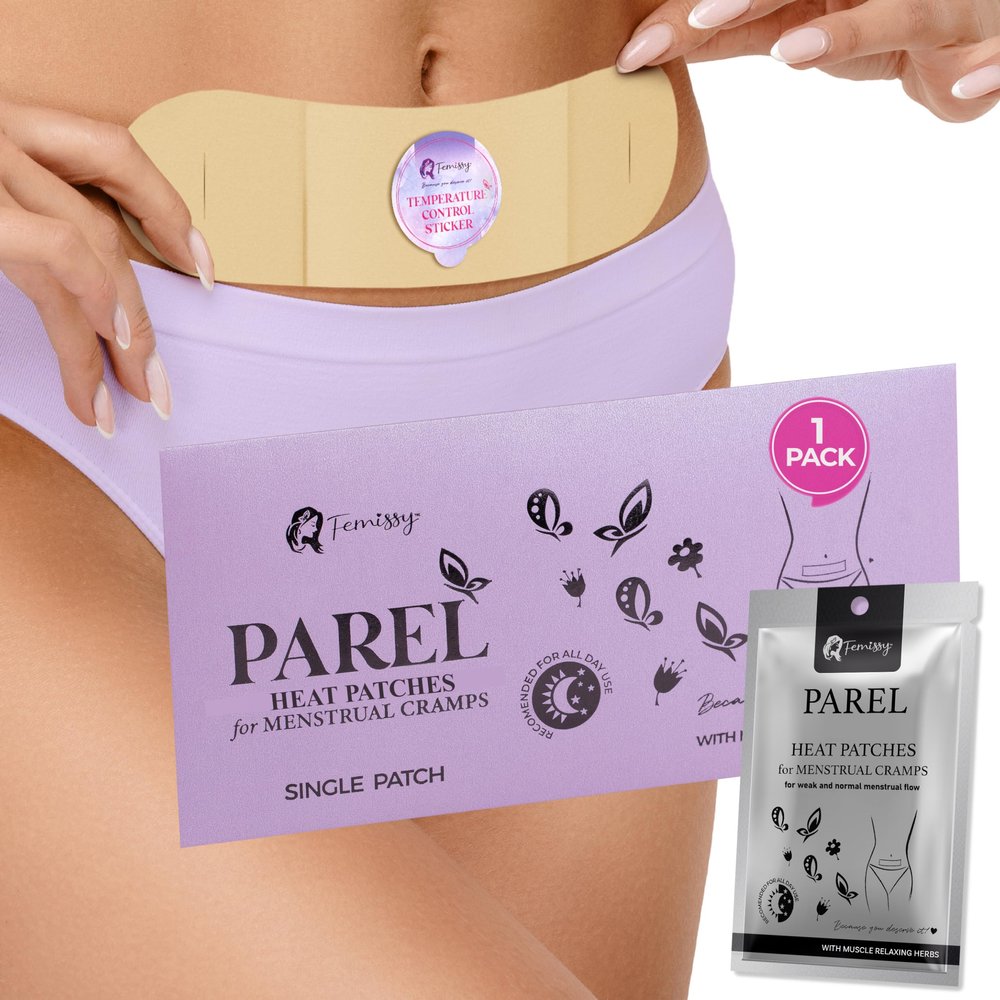 Herbal Period Heat Patches, Tailored for Low-Normal Flow (1 Pc)  8hr Long-Lasting, Drug-Free Heating Patch for Menstrual Cramps, Bloating & Back Discomfort  Skin-Safe, Strong Hold, On-The-Go Relief
