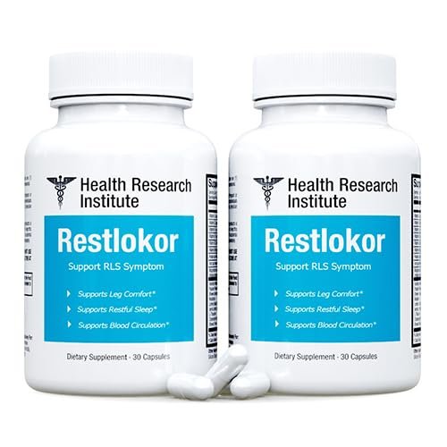 Restlokor - Restless Legs Support-Health Research Institute-2 bottles-60 Capsules-Improved Formula-Official (2)