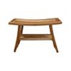 28" Extended Length Solid Teak Shower Bathroom Bench with Storage Shelf Finish Brown Modern Contemporary Single Piece view 1