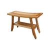 28" Extended Length Solid Teak Shower Bathroom Bench with Storage Shelf Finish Brown Modern Contemporary Single Piece view 2