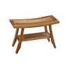 28" Extended Length Solid Teak Shower Bathroom Bench with Storage Shelf Finish Brown Modern Contemporary Single Piece view 3