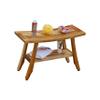28" Extended Length Solid Teak Shower Bathroom Bench with Storage Shelf Finish Brown Modern Contemporary Single Piece view 4