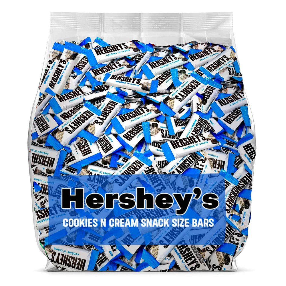 Hersheys Cookies and Cream Bulk Snack Size Bars - 5 lbs. hershey cookies n Creme bars - White hershey Bulk Chocolate Candy Bars, Individually Wrapped Perfect for Birthday, Gifts, Recipes & More!