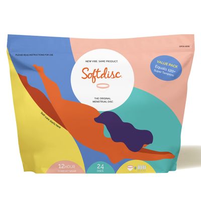 Softdisc Menstrual Discs  Disposable Period Discs for Heavy or Light Periods | 12-Hour Leak Protection | Tampon, Pad, and Cup Alternative | Capacity of 5 Super Tampons | 24 ct.