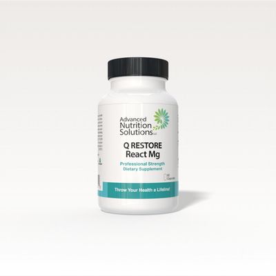 Advanced Nutrition Solutions Q Restore React Mg - 3 chelated bioavailable Forms of Magnesium. Water Balance, GI, Thyroid 60 caps