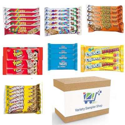 Cereal Bars Variety Pack Breakfast Food Snack Box 30 Individually Wrapped Granola Bars Lucky Charms, Cinnamon Toast Crunch, Golden Grahams, Peanut Butter Puffs