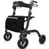 Henmnii Rollator Walker for Seniors, Lightweight Foldable All Terrain Rolling Walker with seat, Aluminum Walkers with 8 inch Rubber Wheels, Handles and Backrest for Seniors and Adult view 1