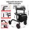 Henmnii Rollator Walker for Seniors, Lightweight Foldable All Terrain Rolling Walker with seat, Aluminum Walkers with 8 inch Rubber Wheels, Handles and Backrest for Seniors and Adult view 2