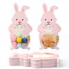 50pcs Easter Rabbit Cellophane Bags with Pink Bunny Greeting Cards Easter Goodie Bags Self Adhesive Clear Candy Cookie Poly Gift Bags with Transparent Stickers for Party Favor view 1