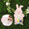 50pcs Easter Rabbit Cellophane Bags with Pink Bunny Greeting Cards Easter Goodie Bags Self Adhesive Clear Candy Cookie Poly Gift Bags with Transparent Stickers for Party Favor view 4