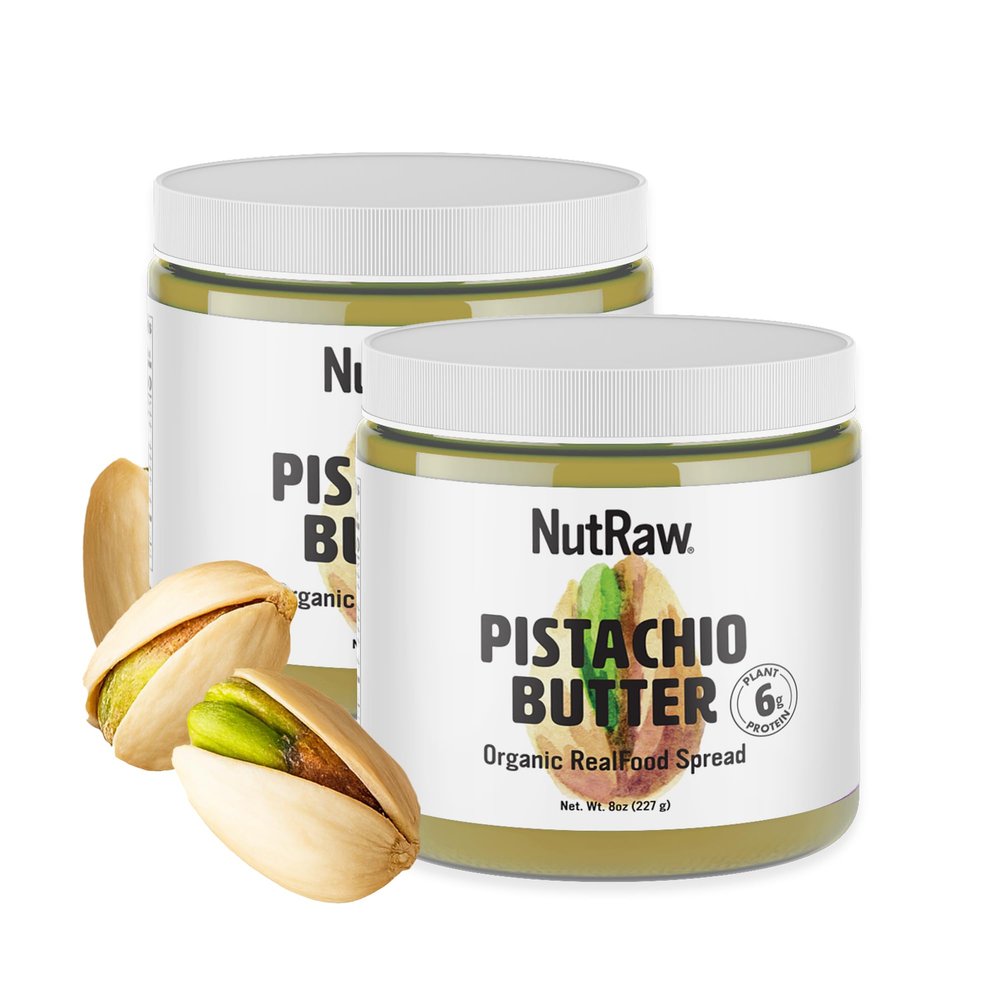 NutRaw Organic Pistachio Butter, 2 Pack (8oz Jars) Vegan Pistachio Spread with 6g Plant Protein Clean Ingredient Nut Butter, Gluten Free, No Added Sugar, No Seed Oils