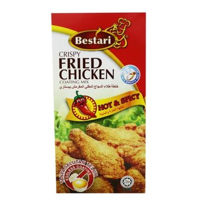 Bestari Hot & Spicy Crispy Fried Chicken Coating Mix 150g - Simple and Tasty - HALAL - Crunchiest Bite - Eggless Coating - No Additional Flavoring Needed