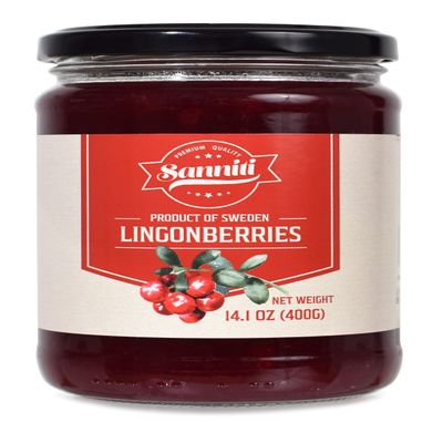 Sanniti Lingonberries Jar imported from Sweden, 14.1 Ounces