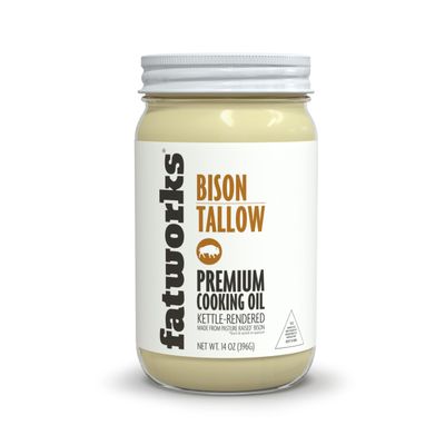 Pasture Raised Bison Tallow from , USDA Certified, Keto and Paleo, Whole30 cooking. Sourced from 100% U.S.A Grasslands. Great as cooking oil, pemmican making, skincare and more, 14 oz. (1 Pack)