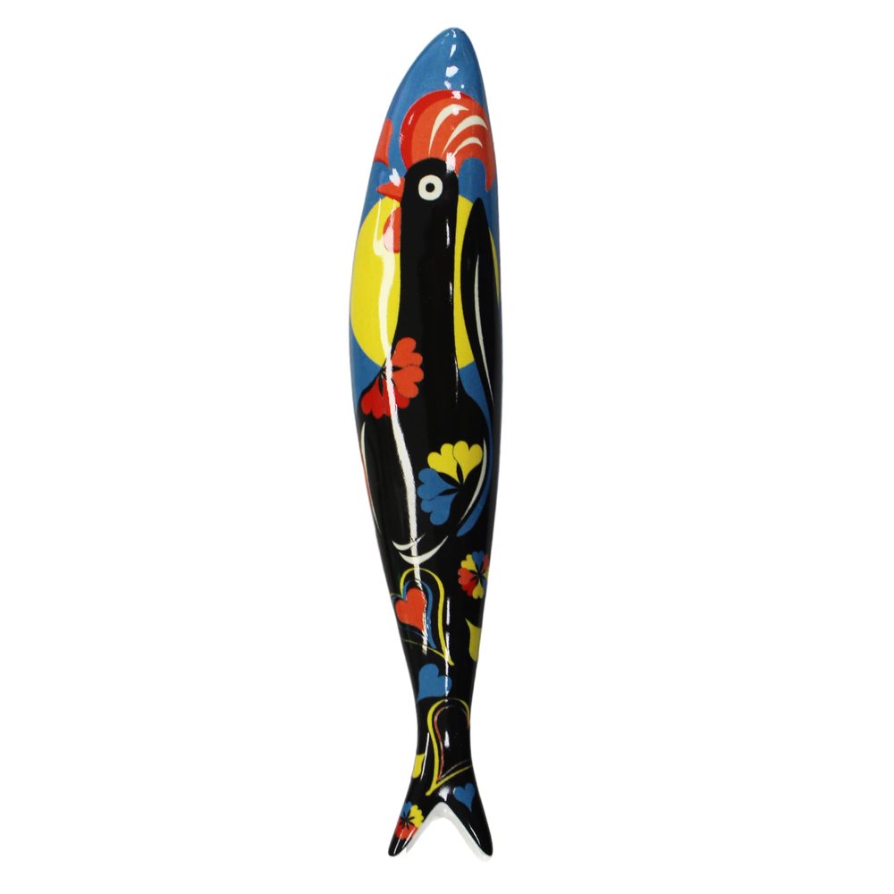 Bordallo Pinheiro + Sardine + Barcelo by Raquel Krgel + H 1" W 7" L 1" + Multicolor