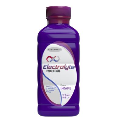 ALFA VITAMINS GenesisVit Electrolyte Hydration Solution, Drink with Sodium, Potassium & Chloride, Supports Hydration & Immune Health, Grape Flavor, 12 Bottles, 16.9 fl oz Each, 12 Pack