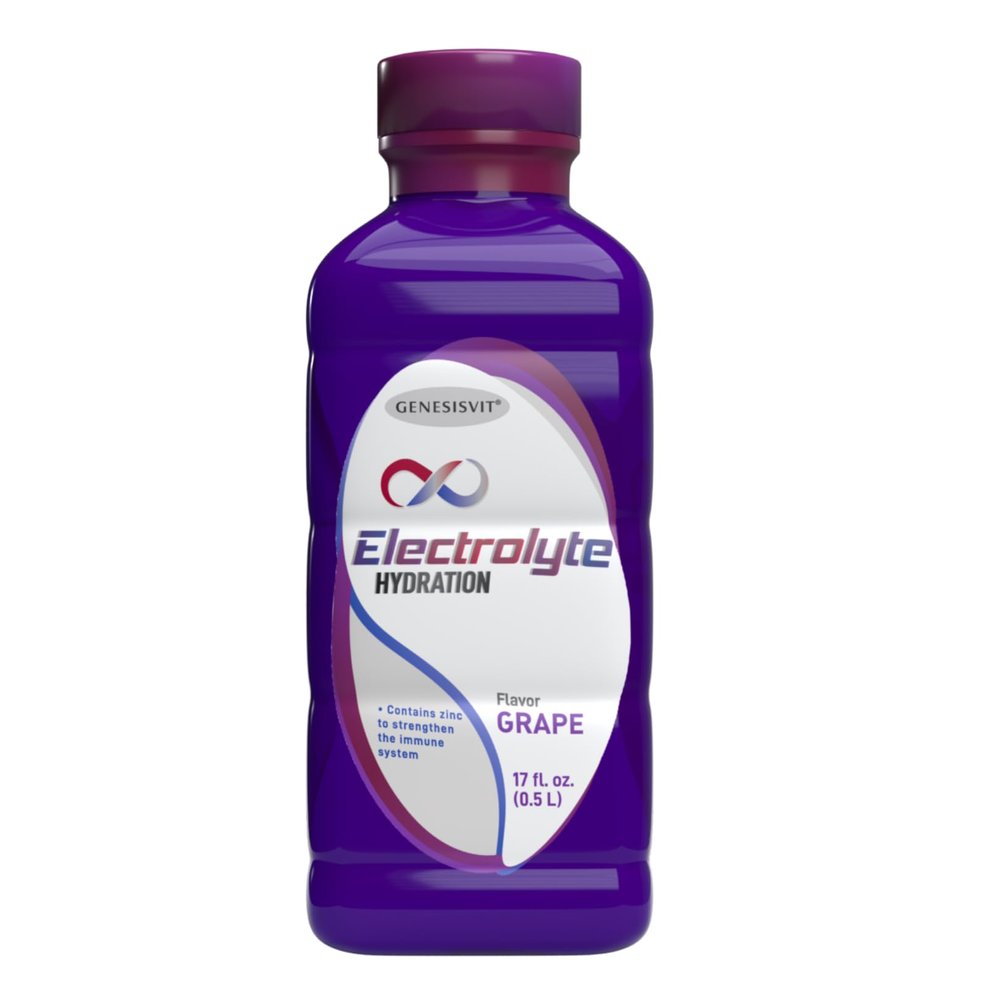 ALFA VITAMINS GenesisVit Electrolyte Hydration Solution, Drink with Sodium, Potassium & Chloride, Supports Hydration & Immune Health, Grape Flavor, 12 Bottles, 16.9 fl oz Each, 12 Pack