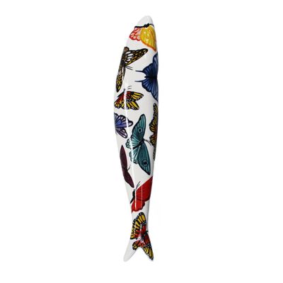 Bordallo Pinheiro + Sardine + Spring by Mercedes Bellido Piol + H 1" W 7" L 1" + Multicolor