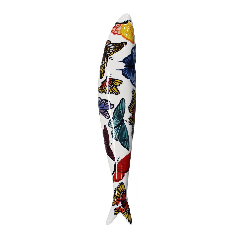Bordallo Pinheiro + Sardine + Spring by Mercedes Bellido Piol + H 1" W 7" L 1" + Multicolor