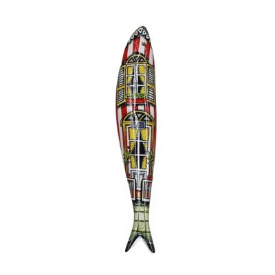 Bordallo Pinheiro + Sardine + New Coast by Ana Sofia Gonalves + H 1" W 7" L 1" + Multicolor