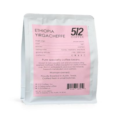 512 Coffee Ethiopia Yirgacheffe Light Roast Whole Bean Single Origin Specialty Coffee with Tasting Notes of Raspberry, Honey & Floral Fresh Roasted for Filter Brewing