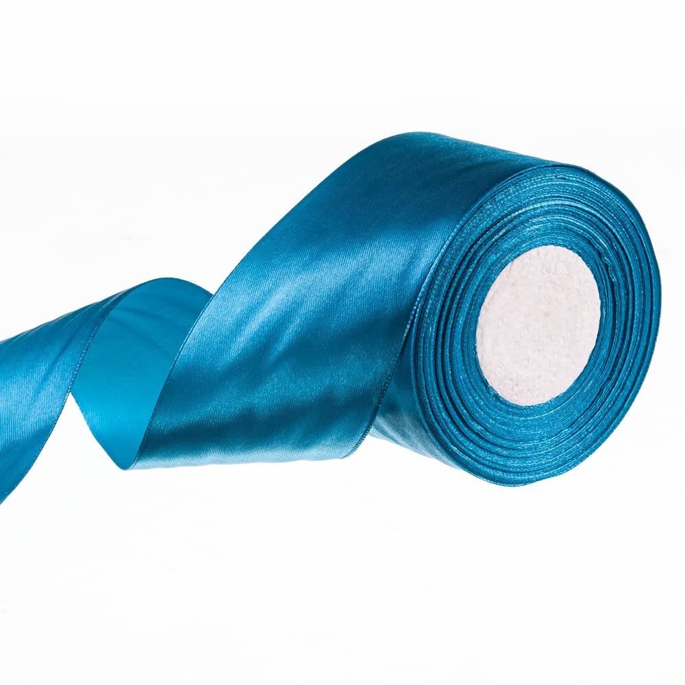 Blue Ribbons for Crafts Gift Ribbon Satin Solid Ribbon Roll (Turquoise)