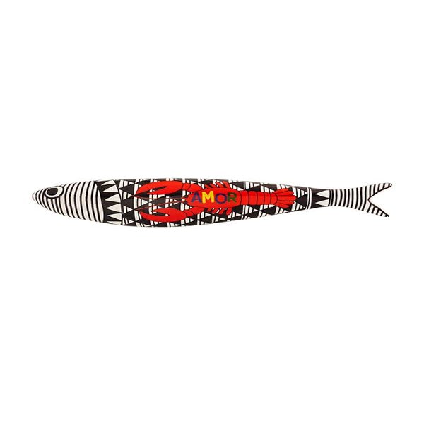 Bordallo Pinheiro + Sardine + The Lobster That inhabits me by Luciana Novis + H 1" W 7" L 1" + Multicolor