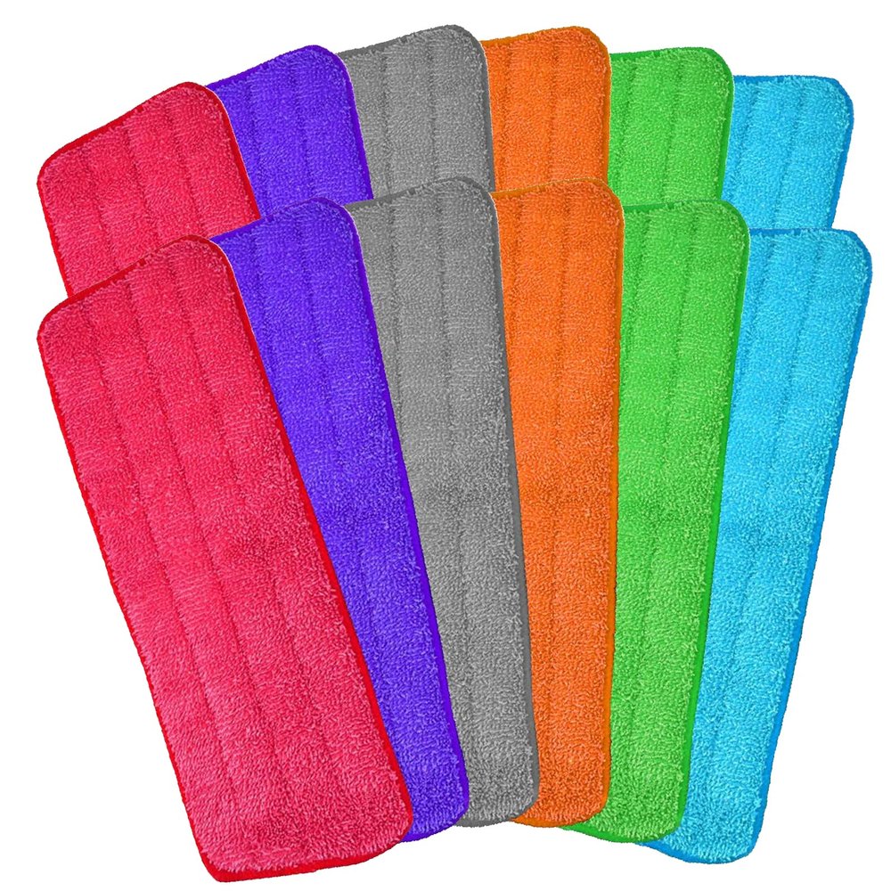Microfiber Mop Pads, 18.5 x 6.3 Inch Reusable and Washable Spray Mop Pads, Wet and Dry Household Mop Pad Replacement, Set of 12(Colorful)